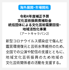 令和4年度補正予算　文化芸術振興費補助金　統括団体による文化芸術需要回復・地域活性化事業アートキャラバン2）